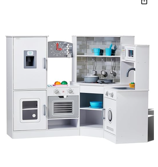 Homcom Signature Träkök för Barn – Handgjord Premiumdesign med Realistiska Funktioner