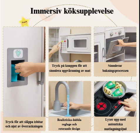 Homcom Signature Träkök för Barn – Handgjord Premiumdesign med Realistiska Funktioner